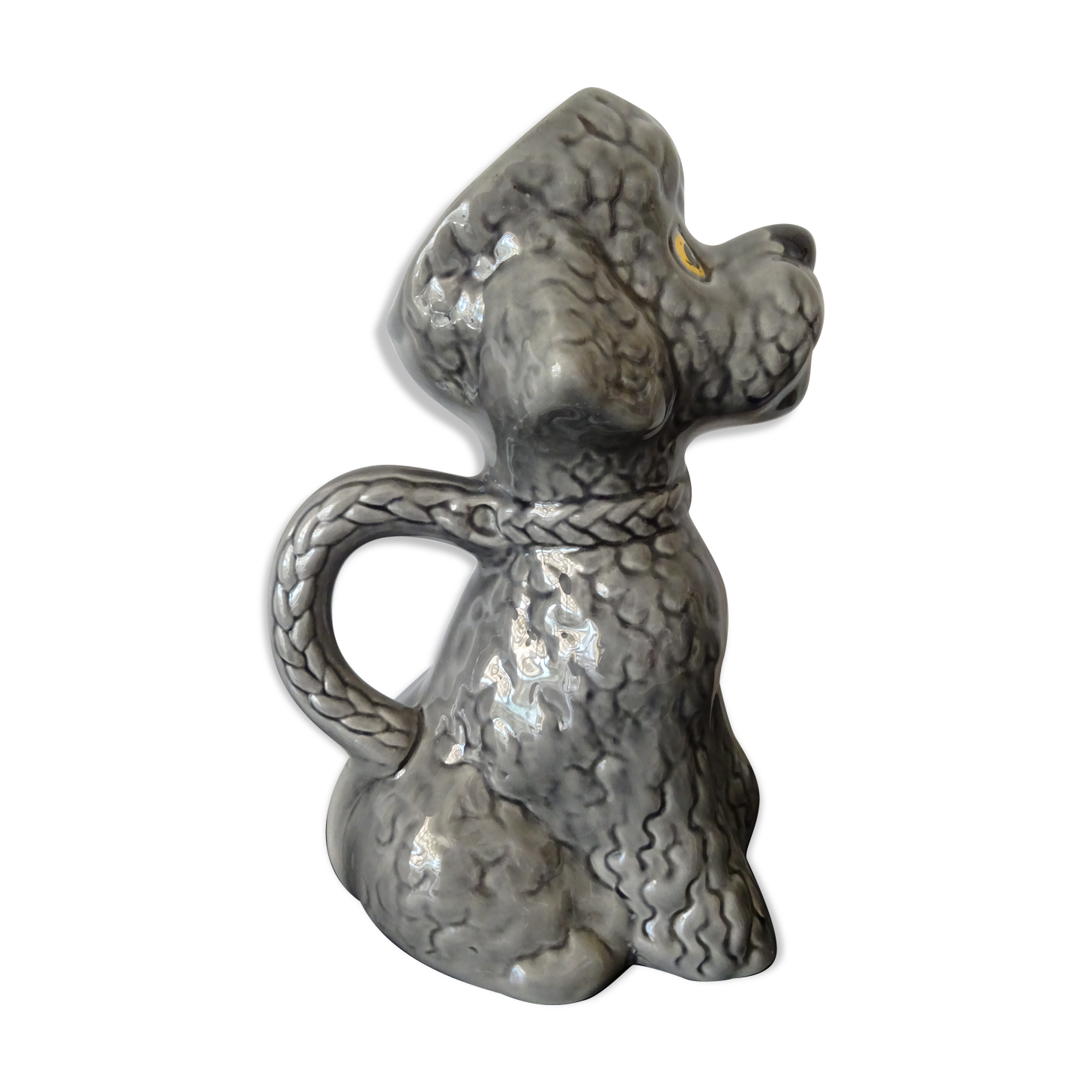 Ceramic carafe pitcher shaped dog poodle year 60/70