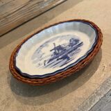 Appetizer dish - Hollande pattern - blue and wicker