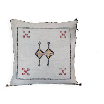 Coussin berbère Sabra Blanc Motifs Tibaux