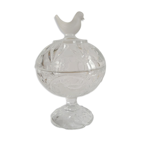 Bonbonnière / sucrier cristal d'arques - les passereaux - vintage