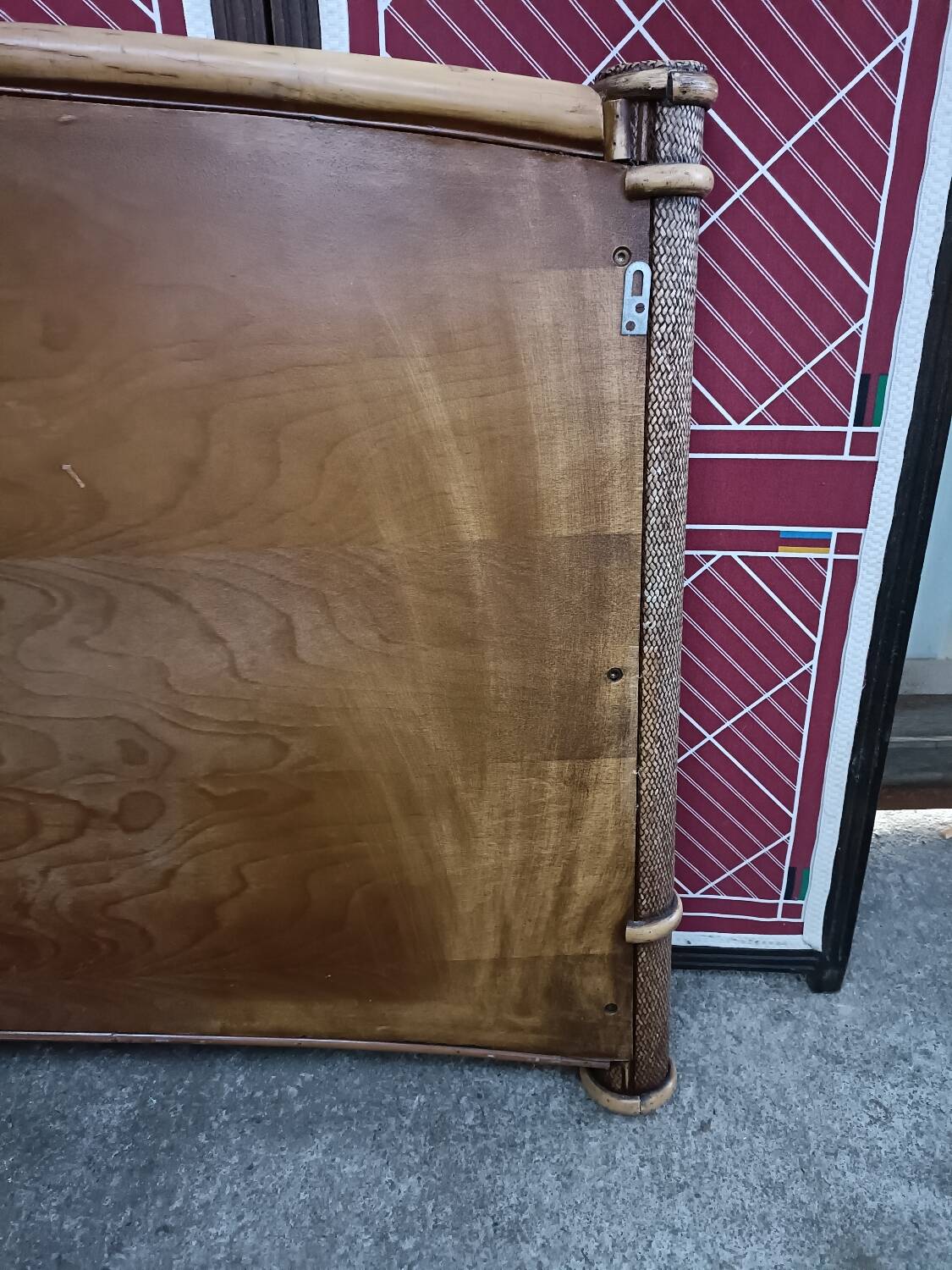 Vintage bamboo and cane wall mirror, beveled glass