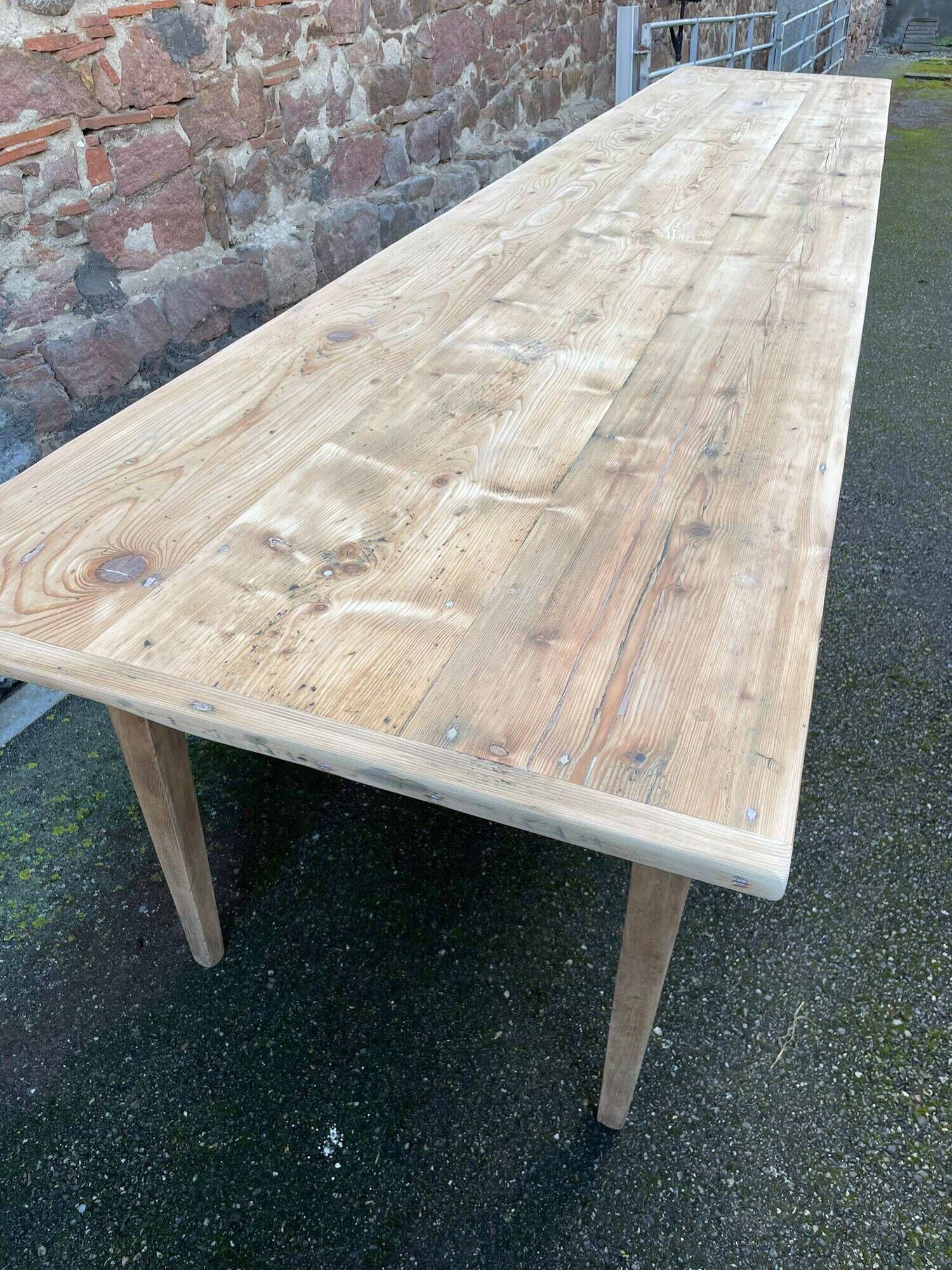 Incredible 400 cm farm table in fir 1900 brasserie natural raw wood