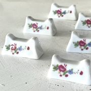 French Porcelain Knife Rests Set of 12 Floral Table Knife Holders