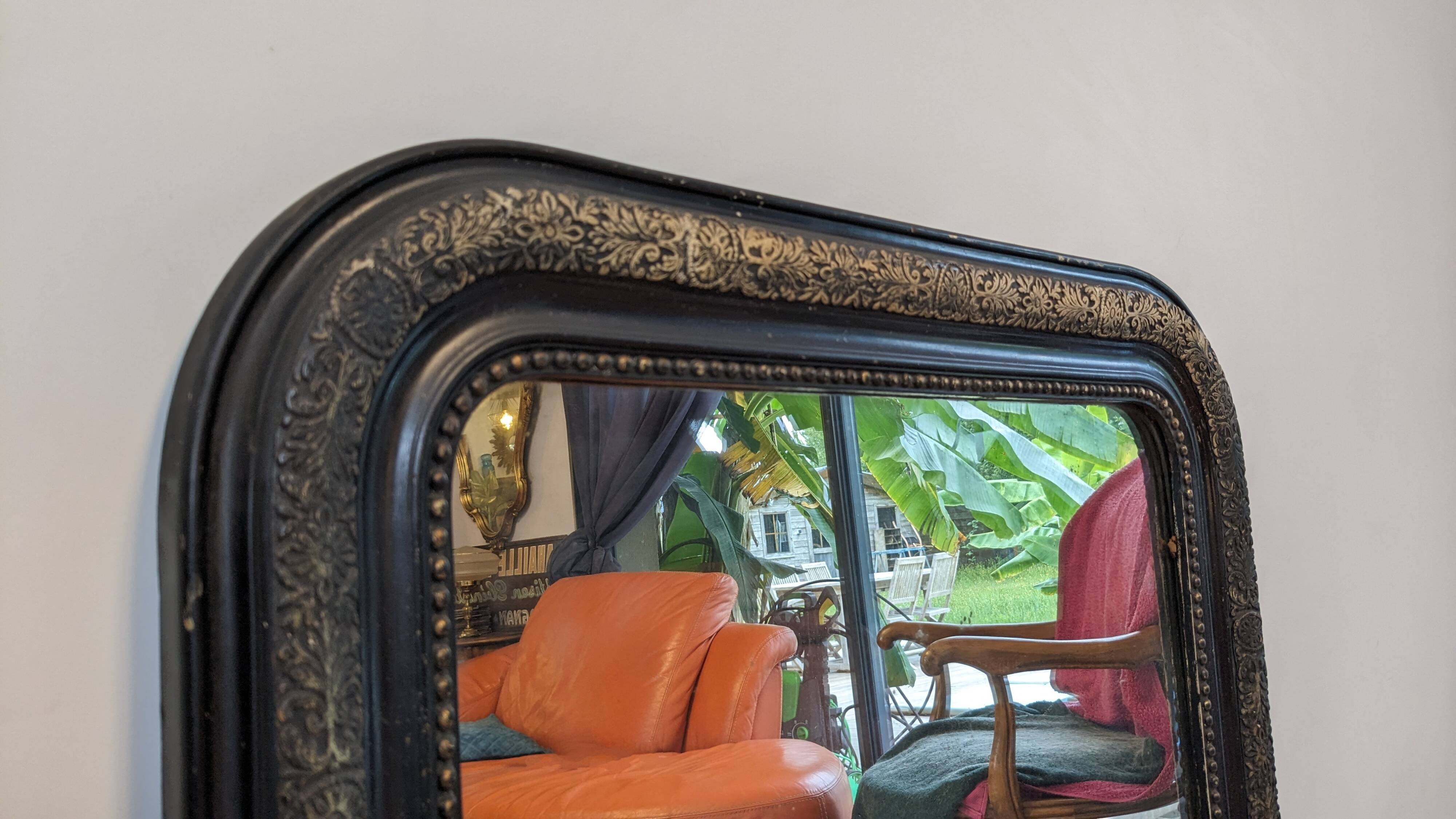 Louis Philippe black and gold mirror 108 x 77 cm