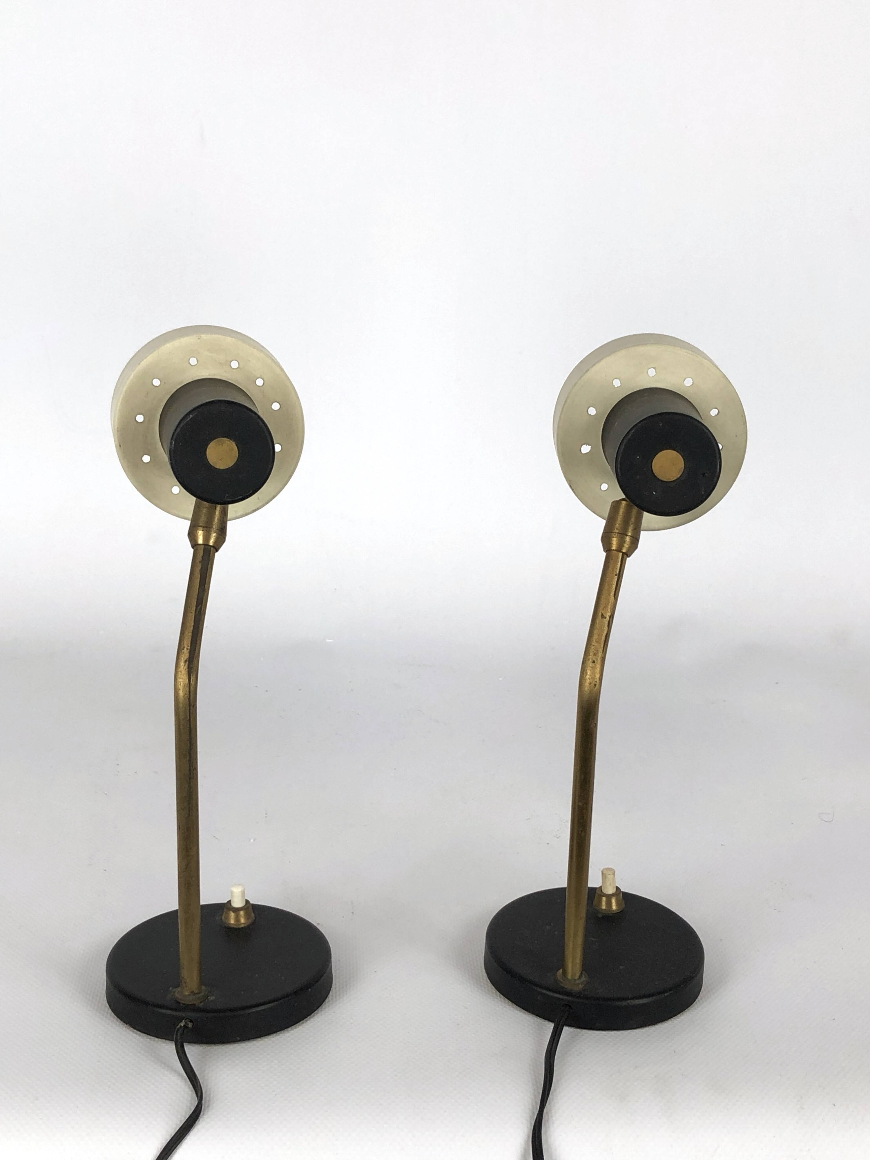 Mid-century Italian adjustable cone table lamps