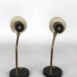 Mid-century Italian adjustable cone table lamps
