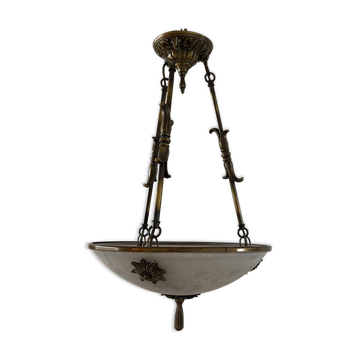 Suspension en laiton et verre dépoli