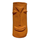 Face terracotta vase