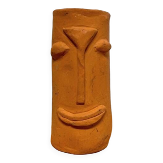 Vase en terre cuite visage