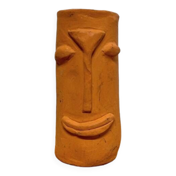 Face terracotta vase
