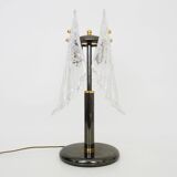 Large foliage table lamp in glass and anthracite gray metal. 80 years