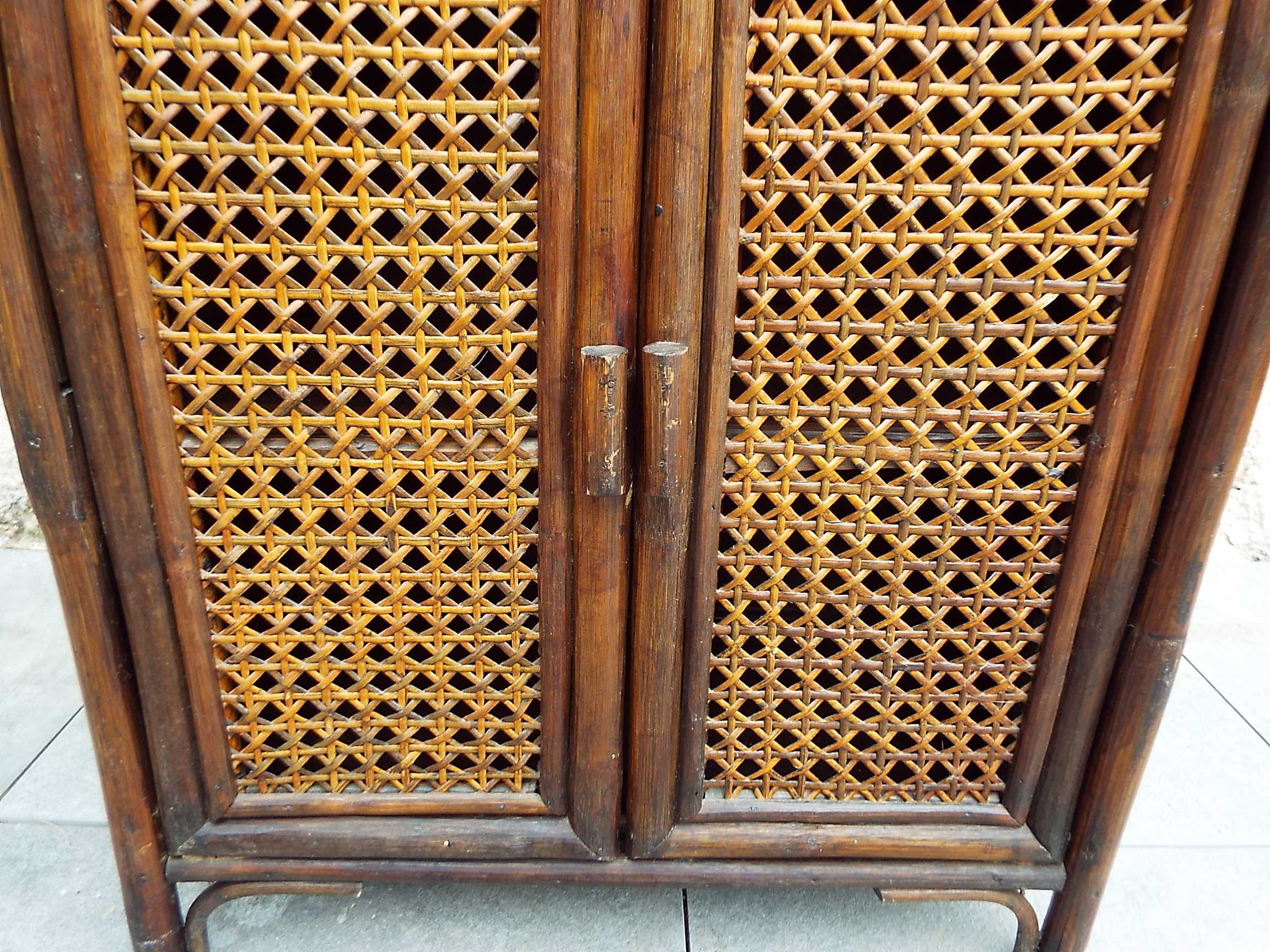 Rattan and bamboo shelf