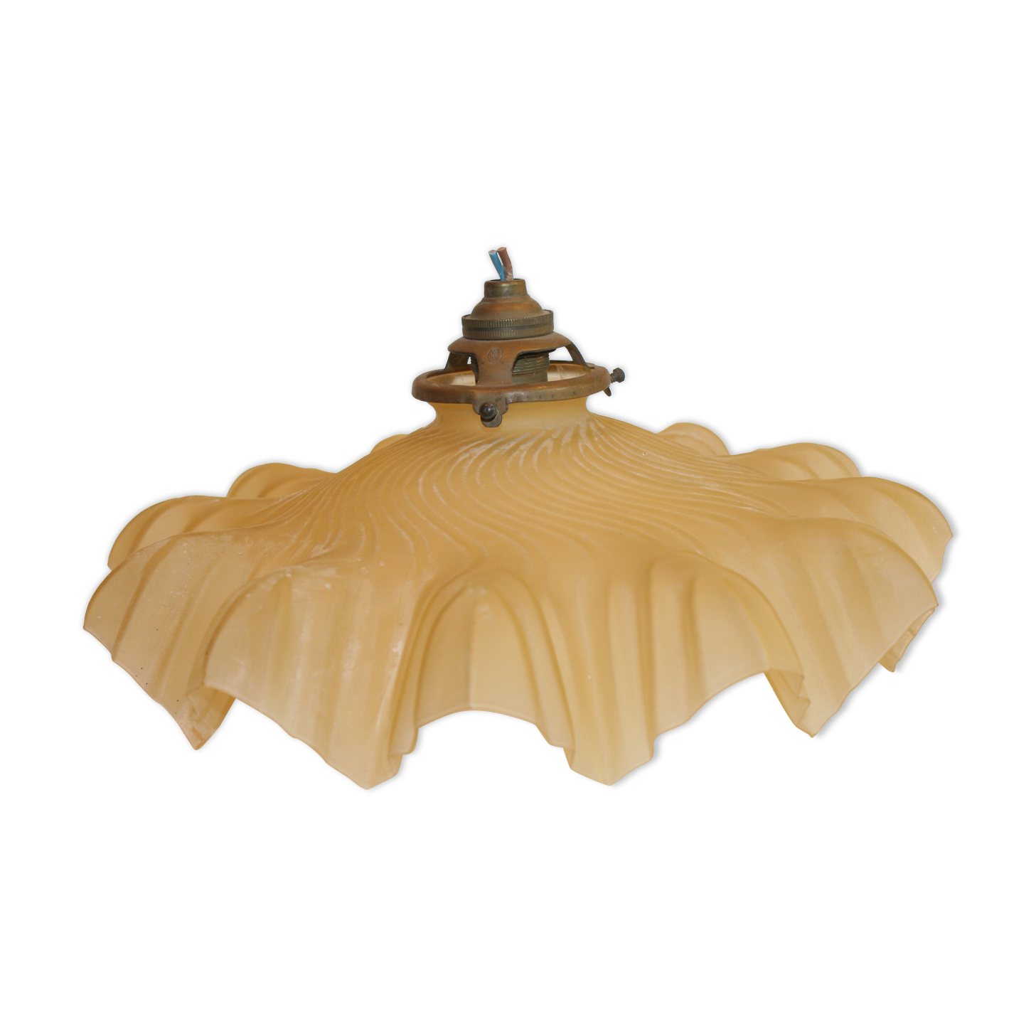 Pleated yellow glass lampshade