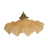Pleated yellow glass lampshade