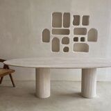 Calypso oval dining table 220x100 natural travertine