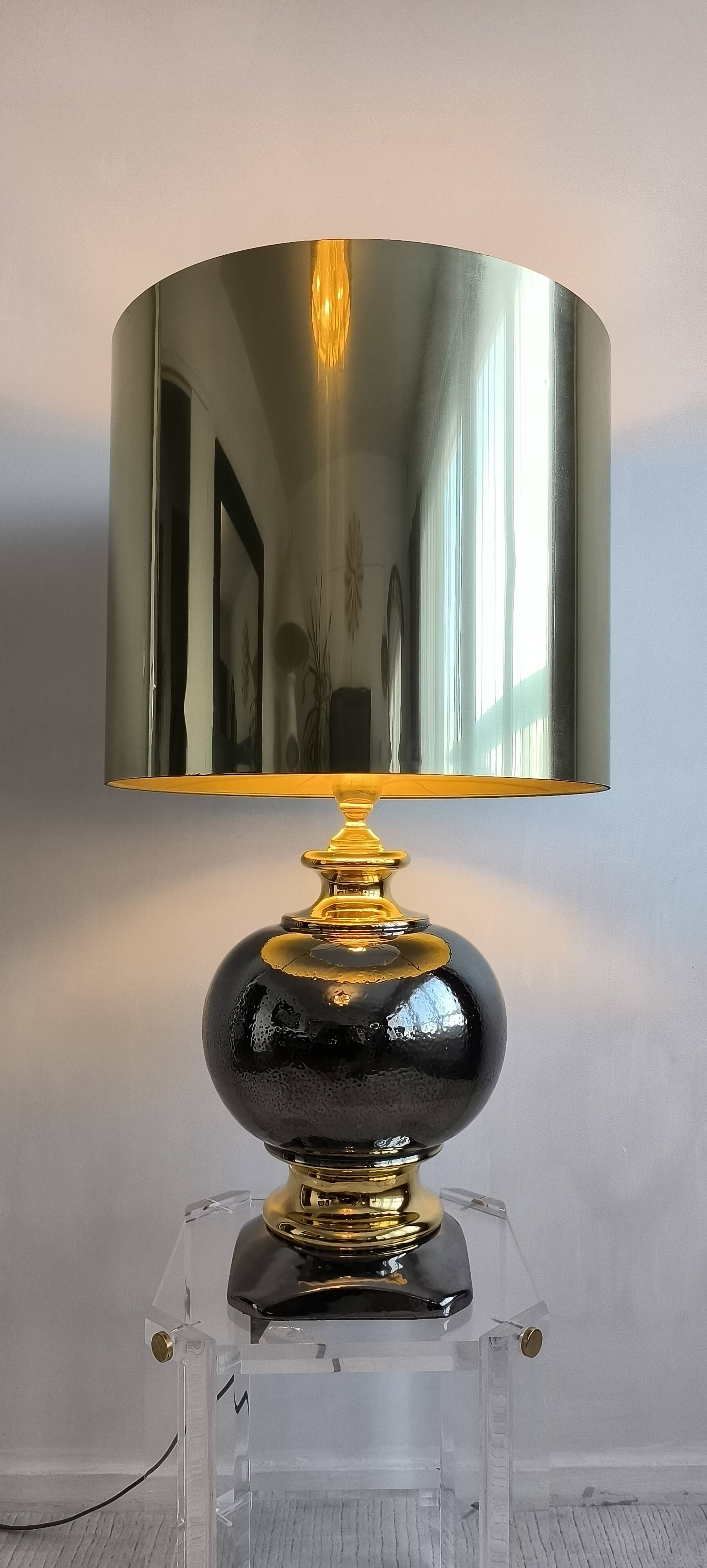 Magnificent large Italian lamp from the 1960s, ceramic / gold.