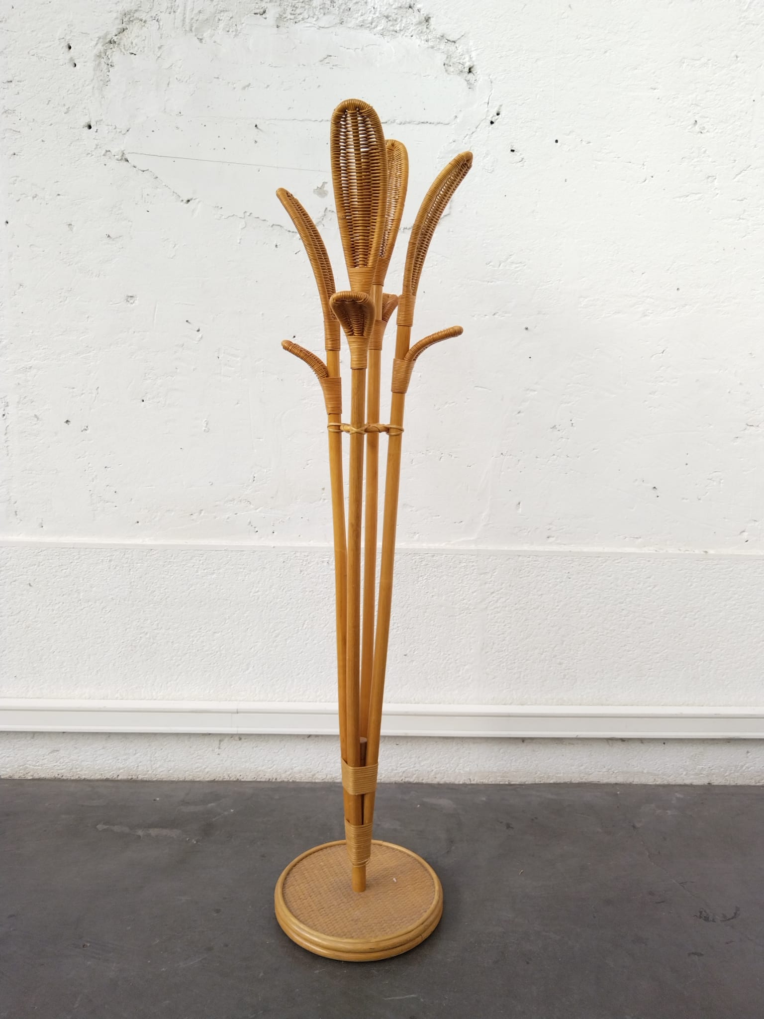 Rattan coat rack