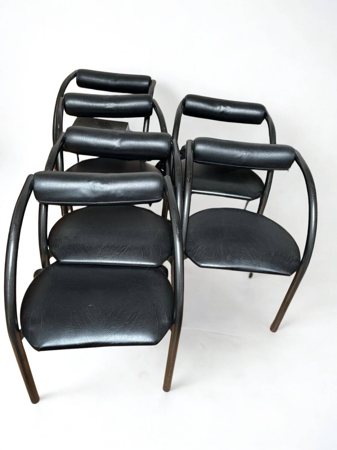 Danish design chair from the 80s, black tubular metal and faux leather.