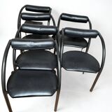 Danish design chair from the 80s, black tubular metal and faux leather.