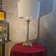 large 1970s luxury solid brass living room lamp with new linen shade 68x35