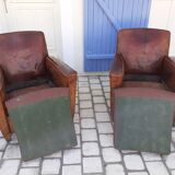 Pair of leather club chairs 30/40s