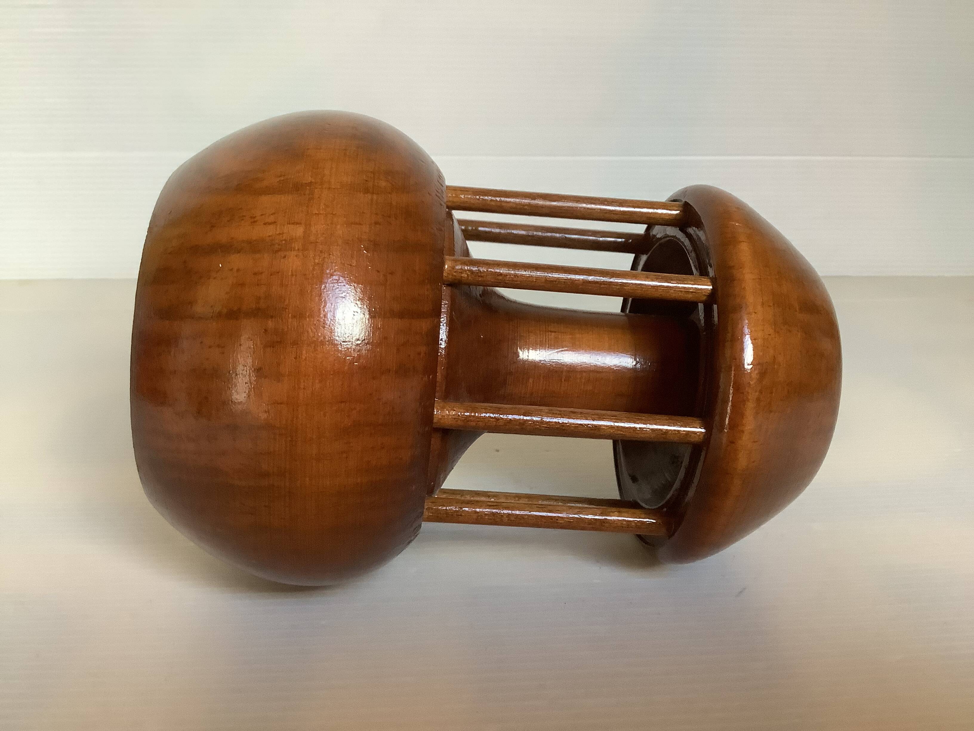 Varnished wooden candle holder