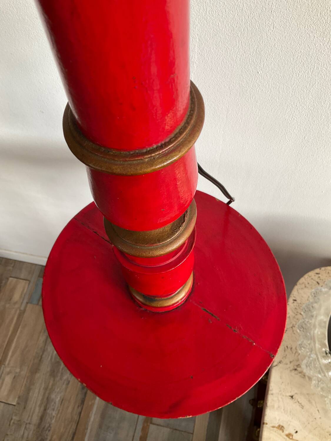 Wooden floor lamp base from the 60s