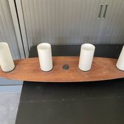 Suspension lamp ceiling light Scandinavian surf teak frosted glass vintage 70s