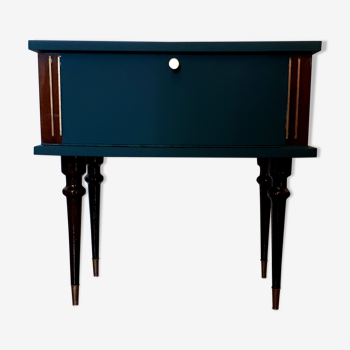 Table de chevet bleu vintage 60s