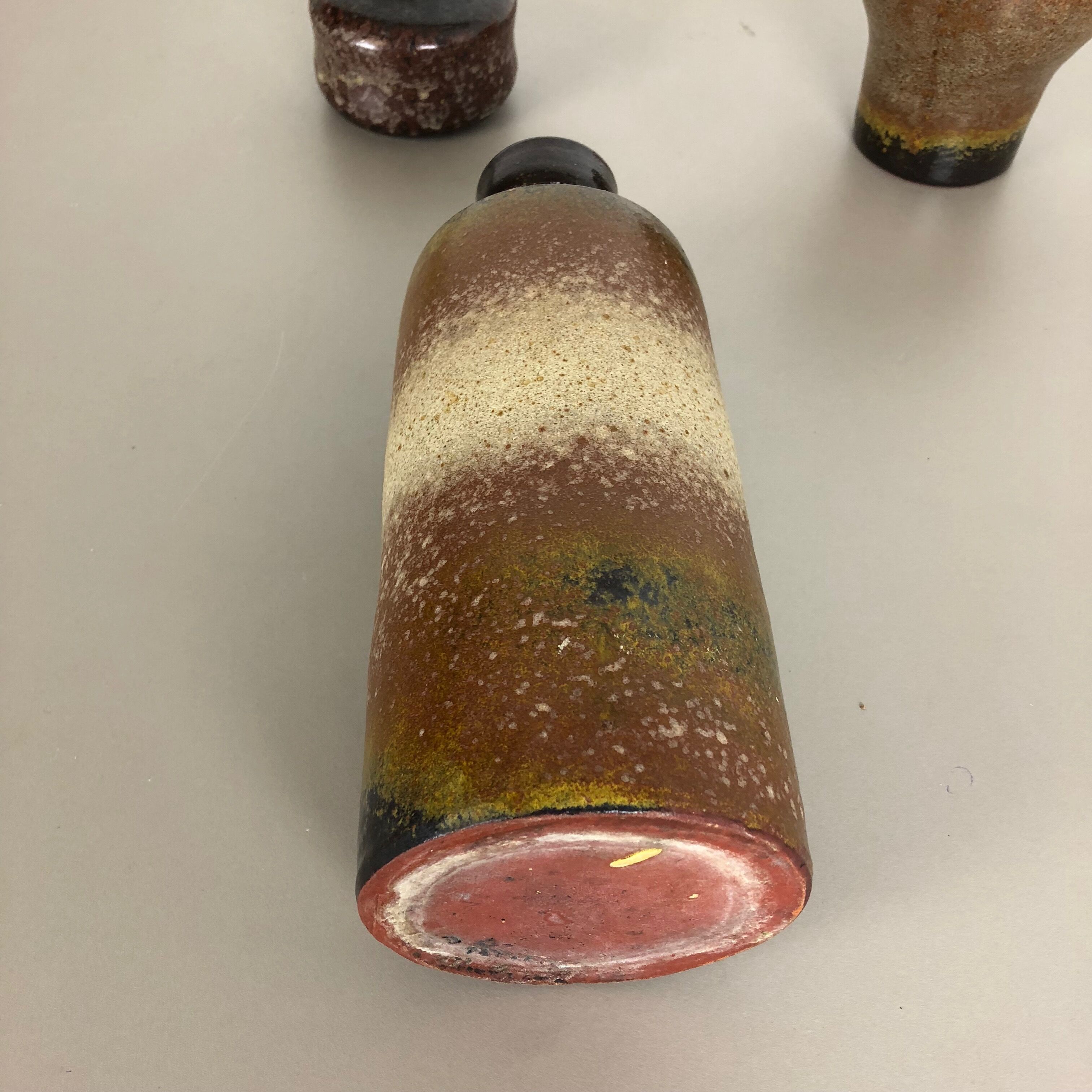 Set of 3 ceramic studio pottery vase by Elmar and Elke Kubicek, Germany, 1970