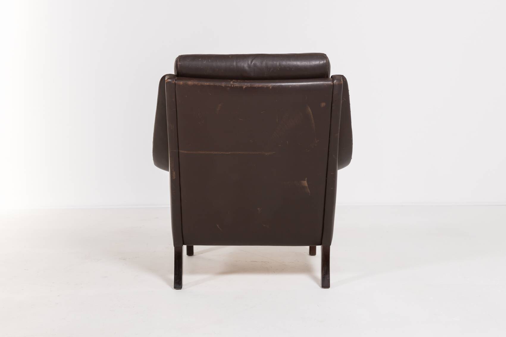 Fauteuil danois en cuir marron, 1960