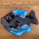 Coupelle forme poisson bleu et marron Vallauris