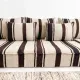 Brown striped kilim floor cushion – handwoven wool, cream base