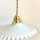 Opaline crenellated pendant light
