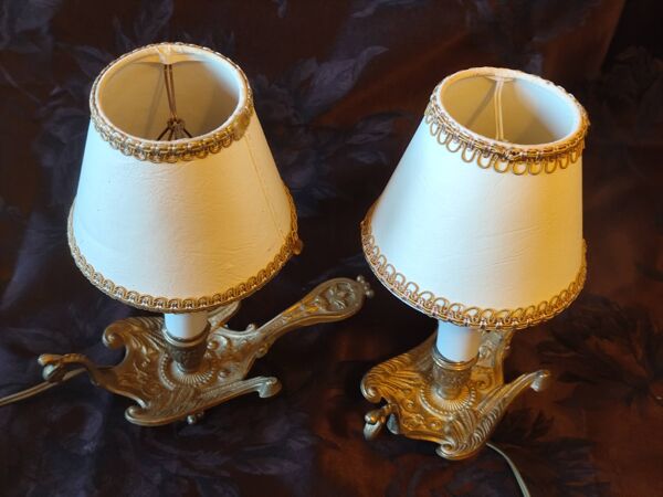 Paire de lampes de chevet en bronze ciselé- forme d'oiseau -