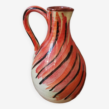Vintage handmade ceramic carafe pitcher