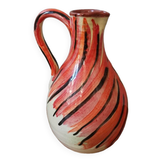 Vintage handmade ceramic carafe pitcher