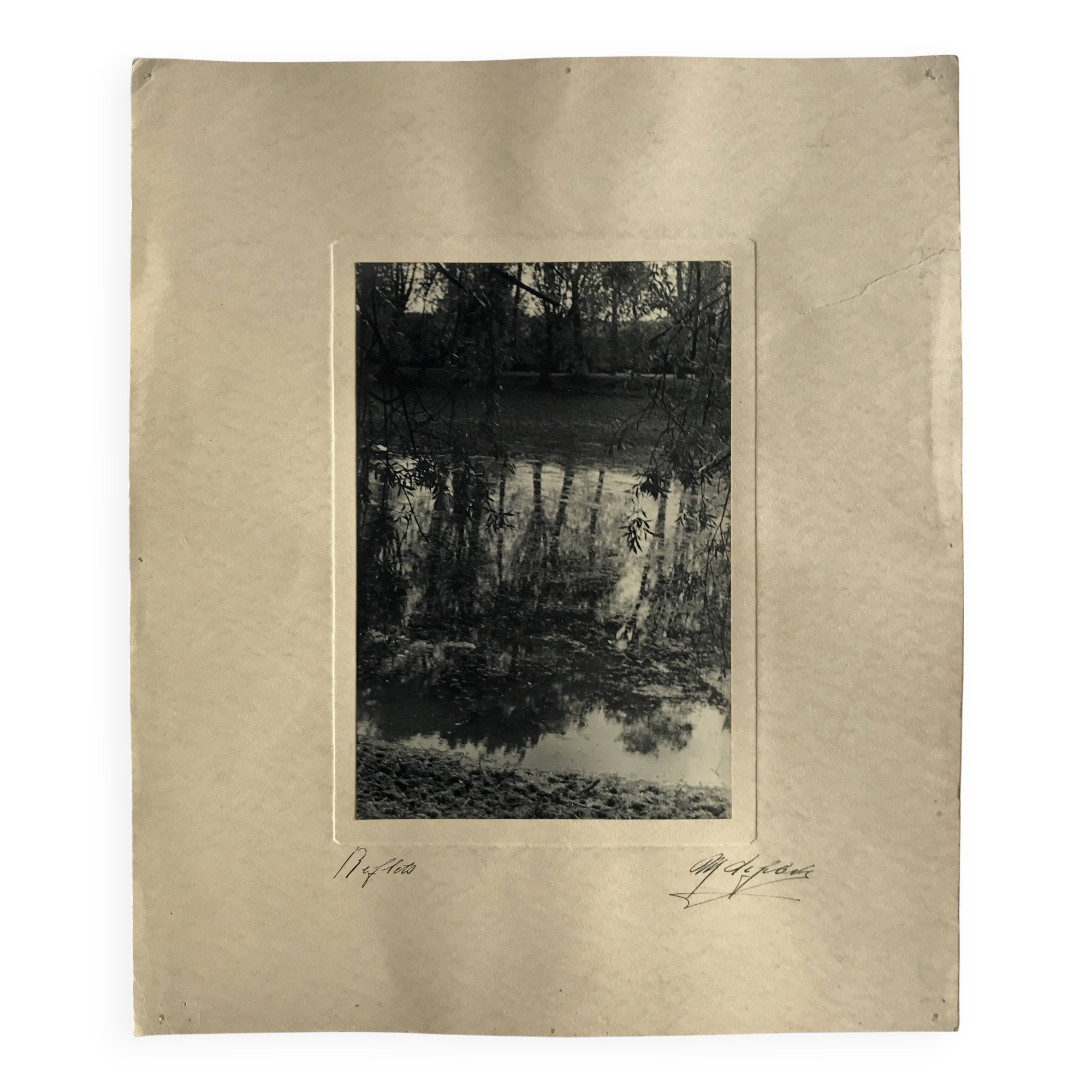 Georges lefebvre, reflections, black and white photograph, circa 1930. signed in ink