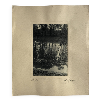 Georges lefebvre, reflets, photographie en n&b, vers 1930. signée à l'encre