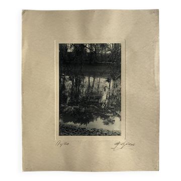 Georges lefebvre, reflets, photographie en n&b, vers 1930. signée à l'encre