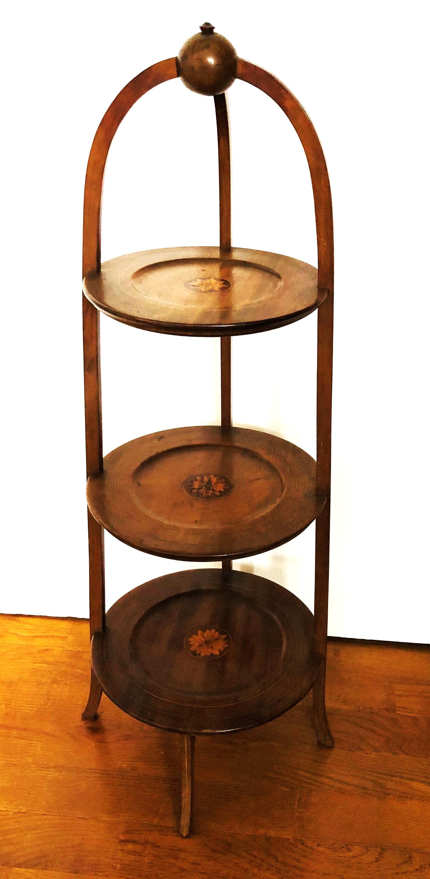 Wooden service with three trays