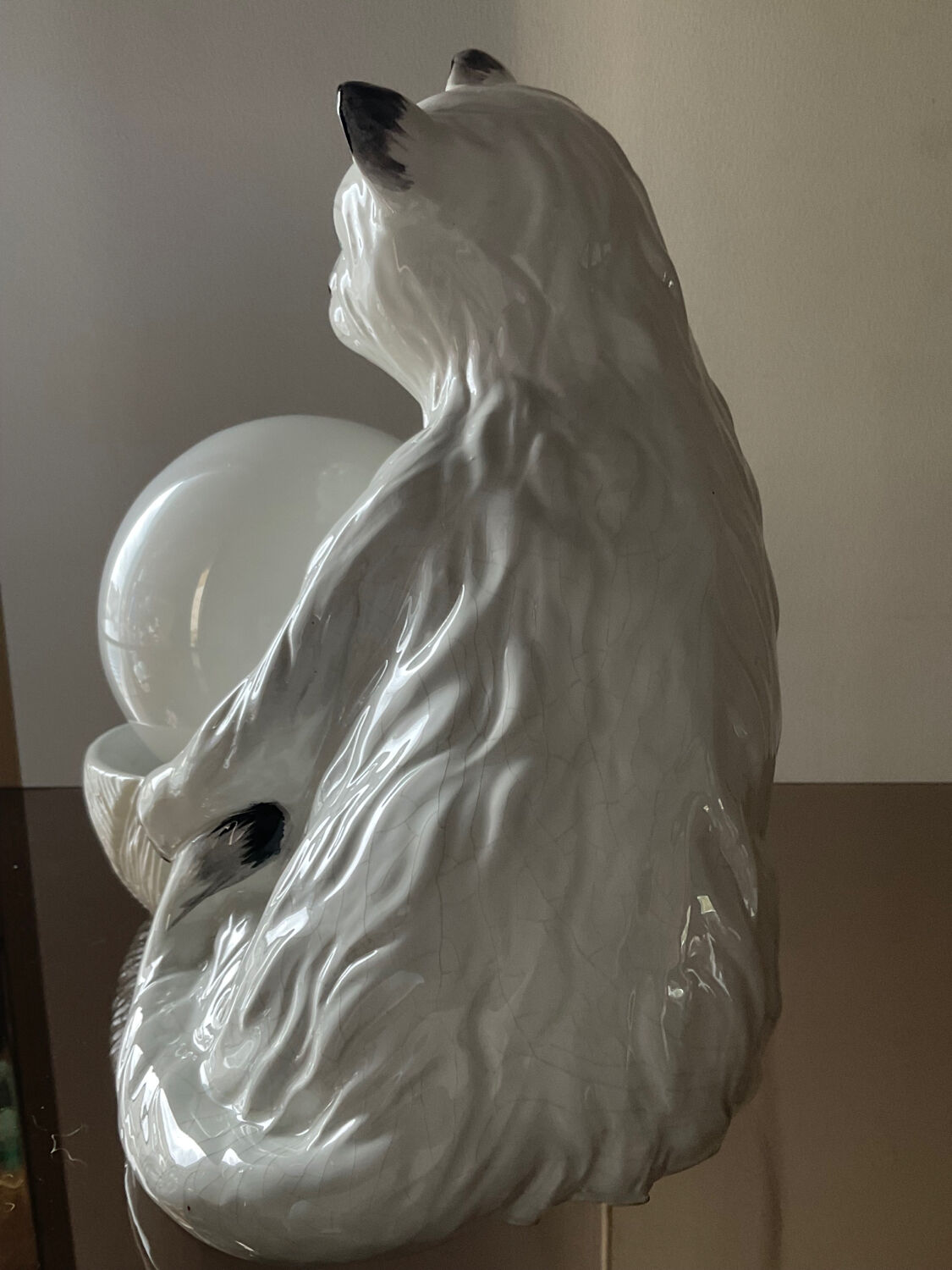 Vintage ceramic cat lamp from the 70s