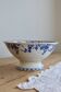 Antique salad bowl, blue and white Dresden porcelain.