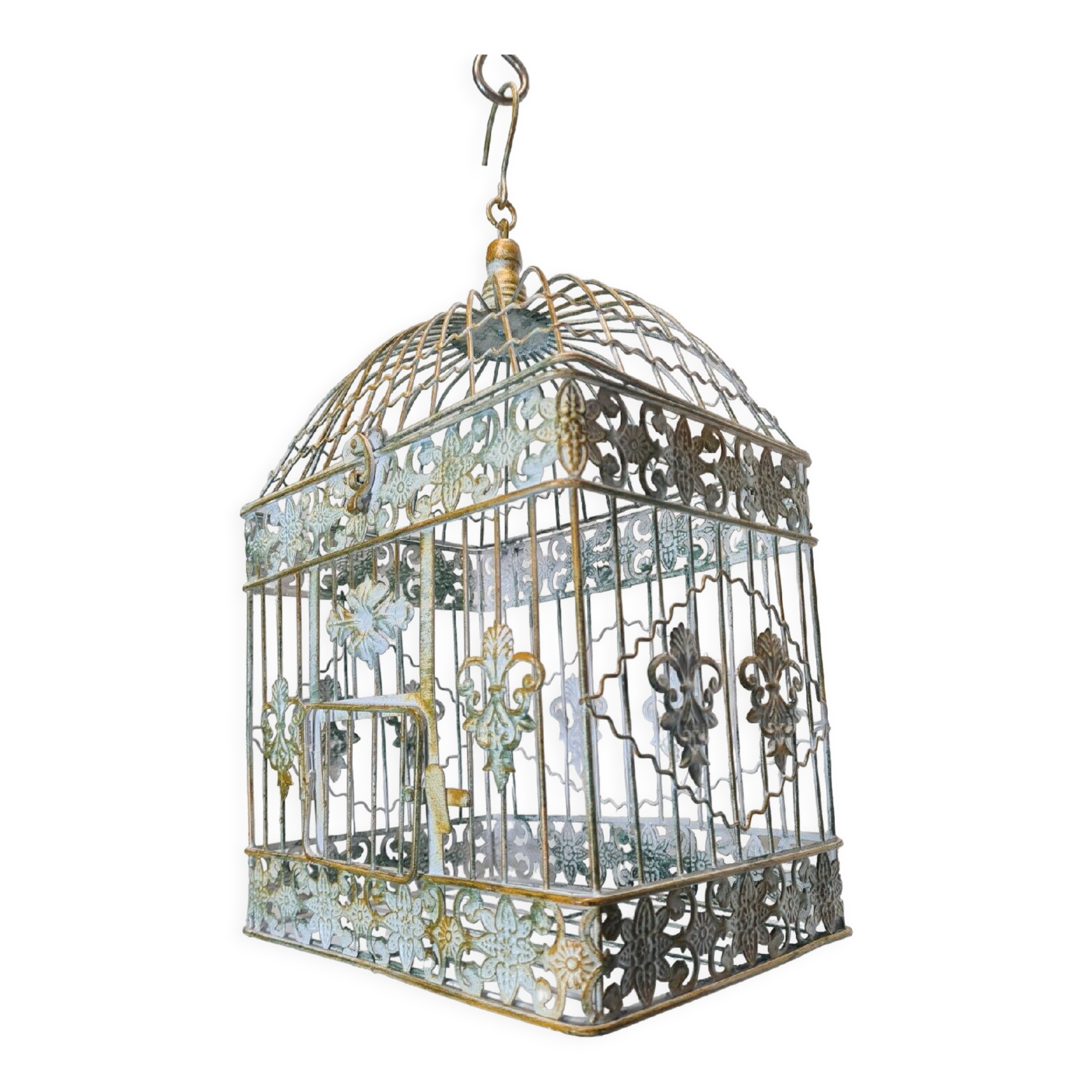 Weathered iron birdcage