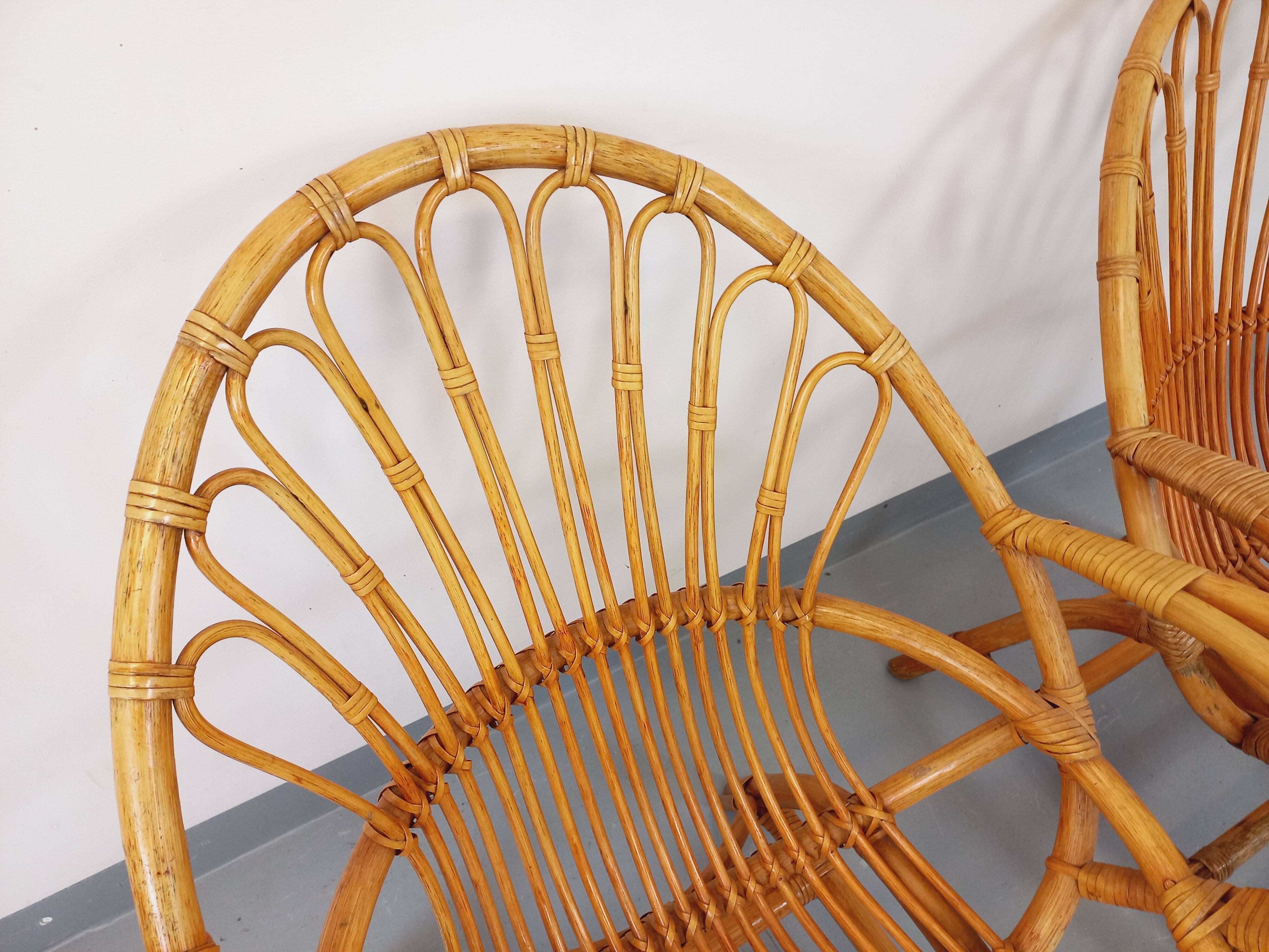 Pair of vintage rattan armchairs from the 60s
