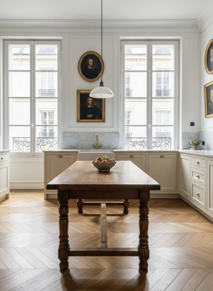 Grande table de ferme en bois massif