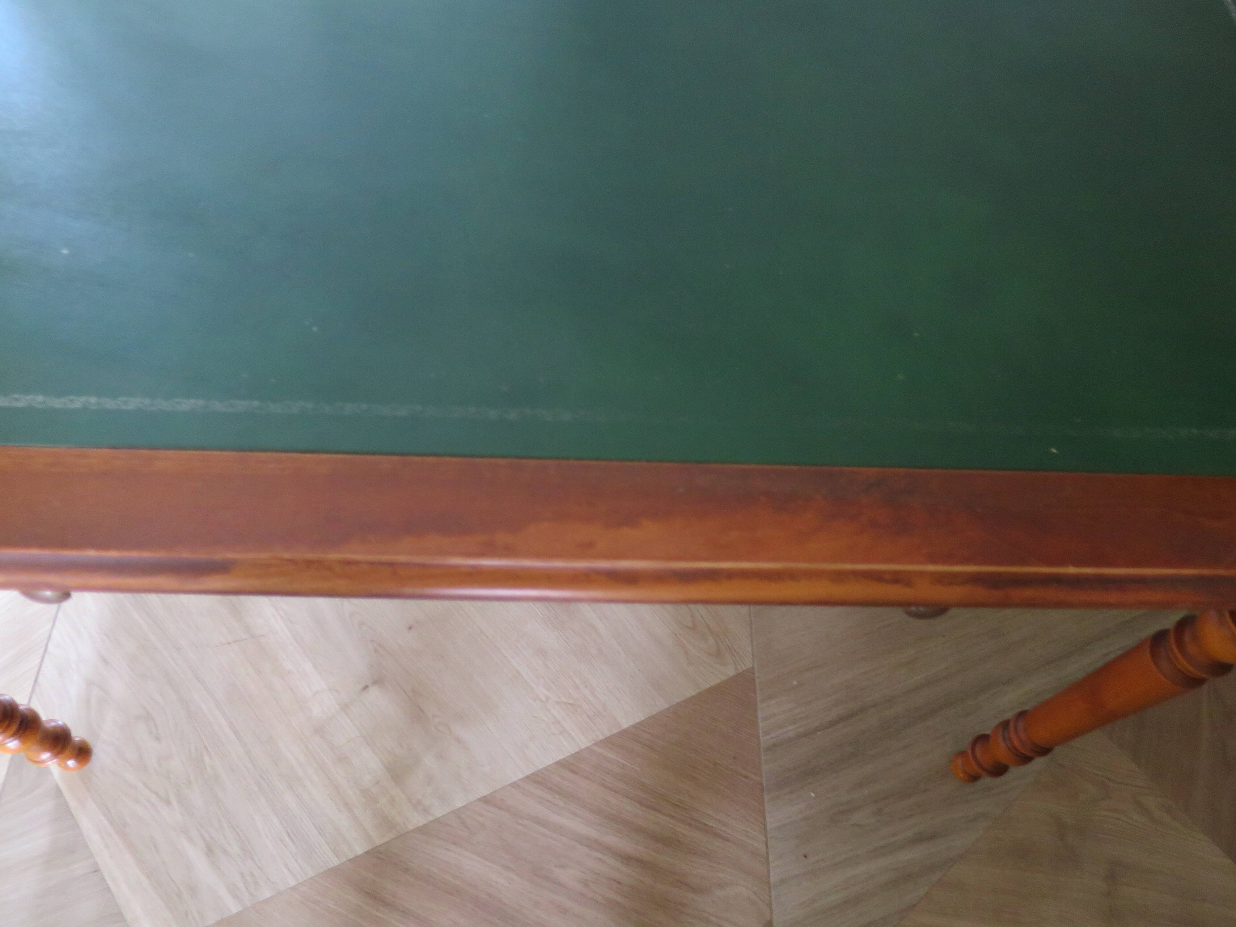 Minister's desk style L. Philippe – 2 drawers – cherry wood – faux leather desk mat