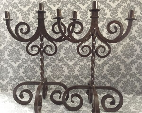 Bougeoirs anciens fer forgé