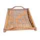 Vintage serving tray in bamboo and woven rattan boho / tropical 1970s