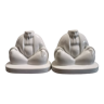 Pair of Asian candle holders in white porcelain